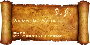 Vaskovits János névjegykártya